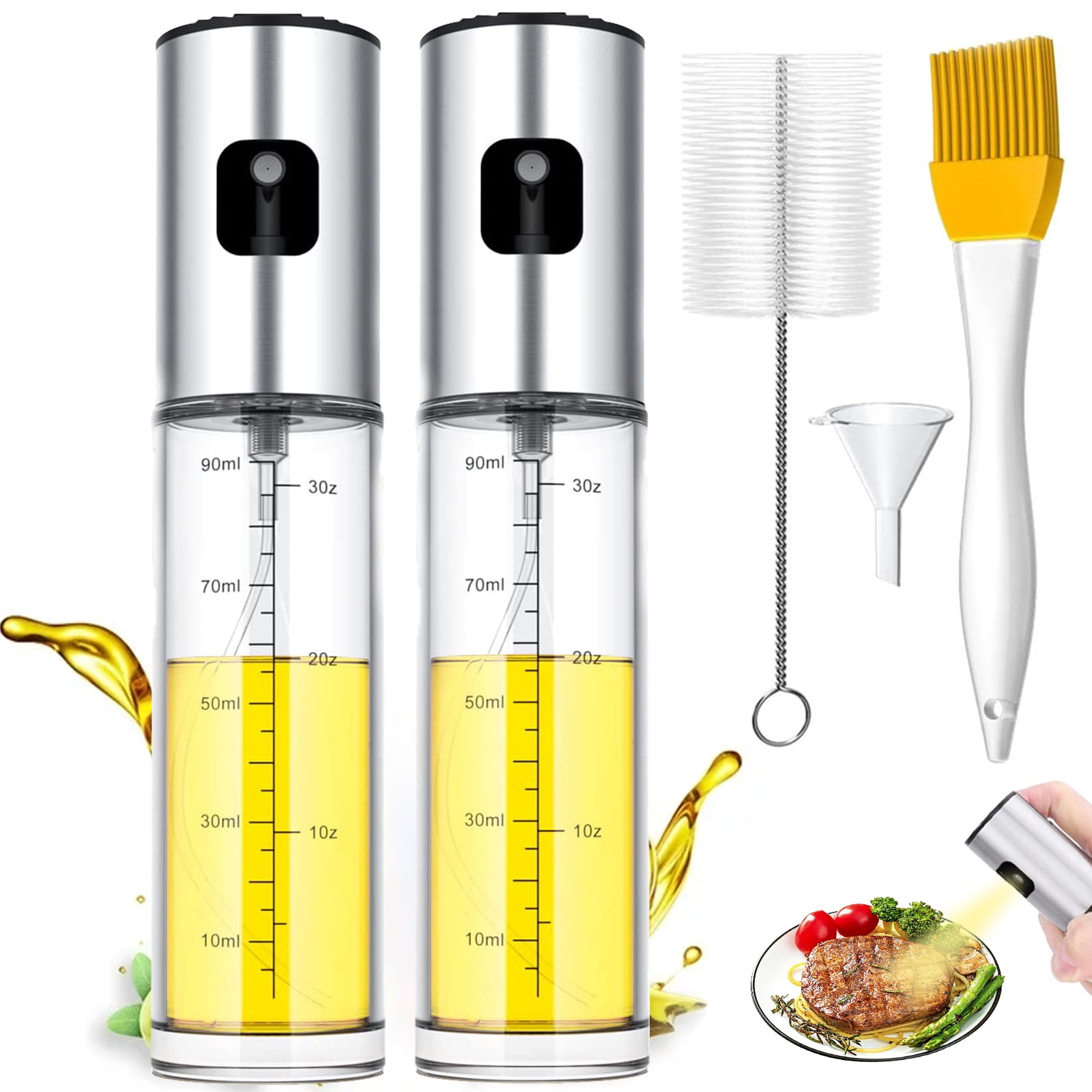 Oil Sprayer for Cooking, 2 Pack Olive Oil Spray Bottle for Kitchen