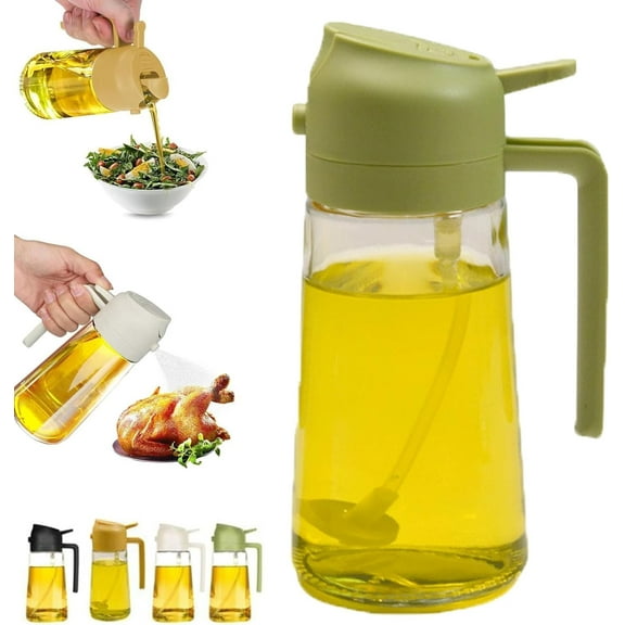Oil Sprayer for Cooking, Oil Dispenser for Kitchen Spray, 2 in 1 Olive Oil Dispenser Bottle for Kitchen, 17oz/500ml Glass Oil Bottle, Food-grade Oil Mister for Air Fryer,Salad,Frying,BBQ