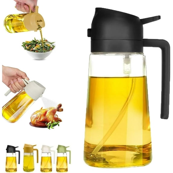 Oil Sprayer for Cooking, Oil Dispenser for Kitchen Spray, 2 in 1 Olive Oil Dispenser Bottle for Kitchen, 17oz/500ml Glass Oil Bottle, Food-grade Oil Mister for Air Fryer,Salad,Frying,BBQ