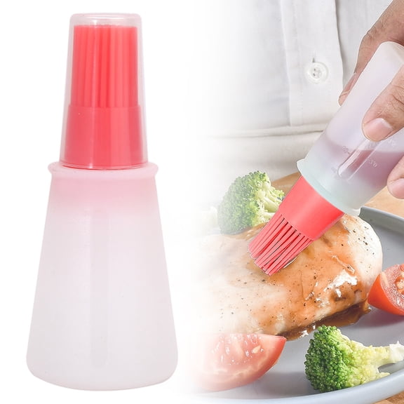 Oil Sprayer for Cooking, Opaque Plastic Straight Oil Bottle Brush, Cooking Oil Dispenser & Basting Brush, Non-Stick Food Grade Plastic for Olive Oil, Easy Clean Bottle Red 1Pcs