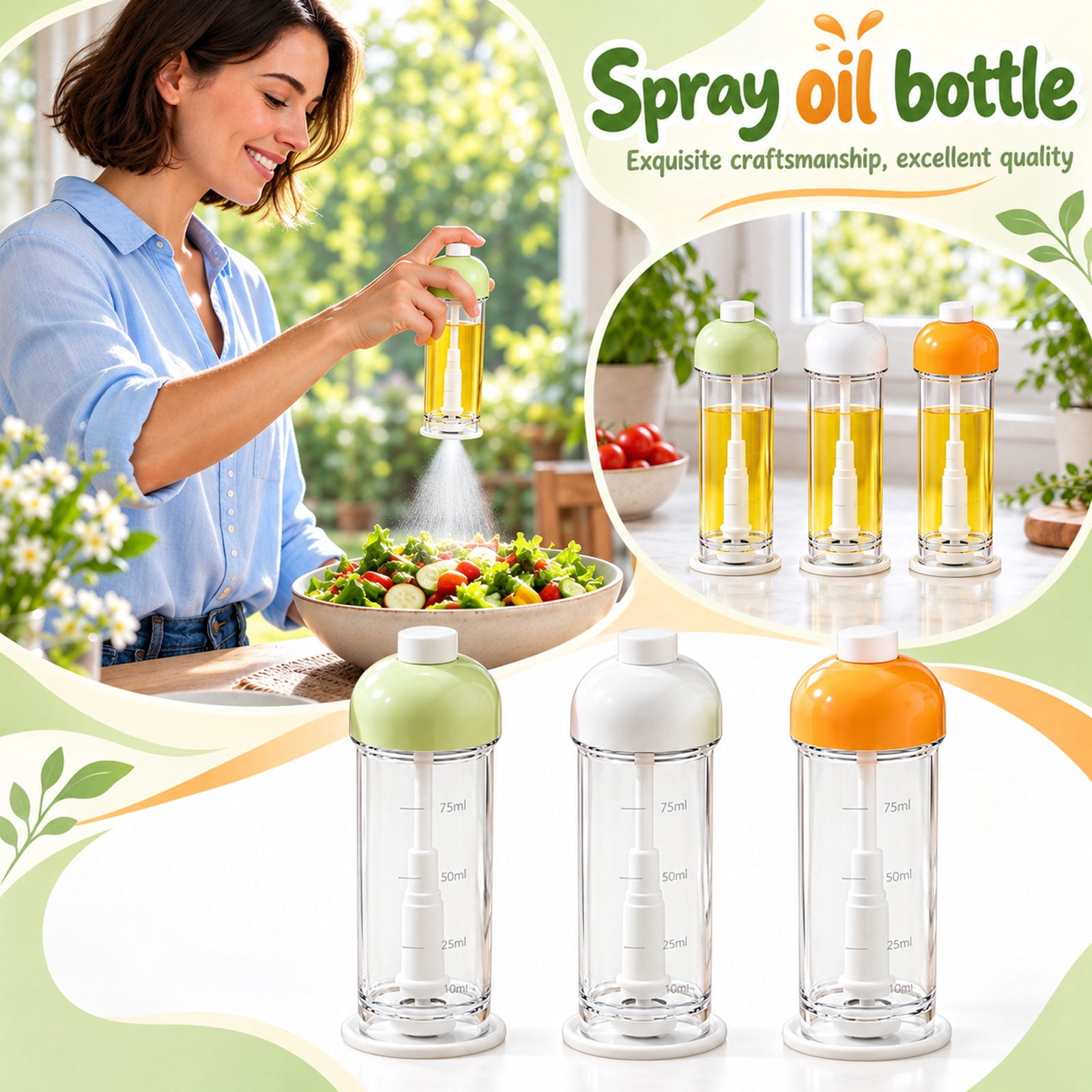 Oil Sprayer for Cooking with Refillable Glass Bottle and Pump Dispenser ...