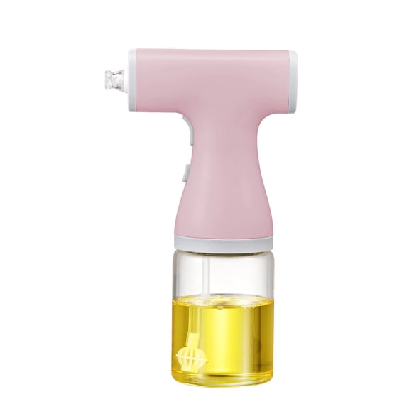 Oil Sprayer Dispenser Automatic Olive Oil Misting Spray Stream Glass Bottle for Cooking, Salad, Air Frying, Baking, Built-in Rechargeable Battery (Pink)