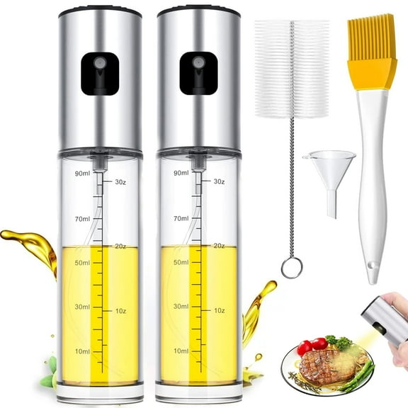 Oil Sprayer for Cooking, 2 Pack Olive Oil Spray Bottle for Kitchen 100ml Glass Olive Oil Sprayer Sprayer Glass Bottles for Salad/Barbecue