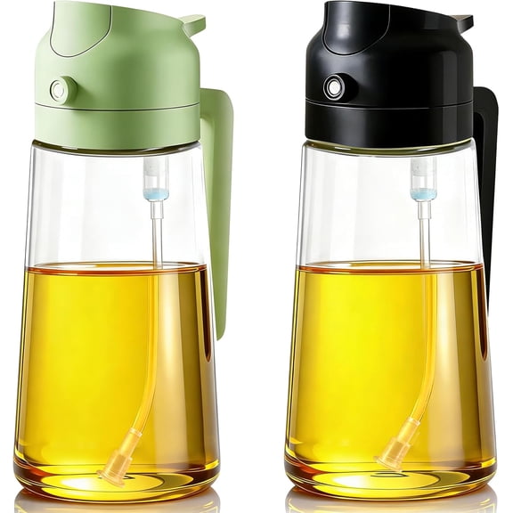 Oil Sprayer for Cooking, 2-in-1 Oil Mister & Dispenser Bottle for Air Fryer, Salad, BBQ, Kitchen Gadgets Accessories, 2 Pack