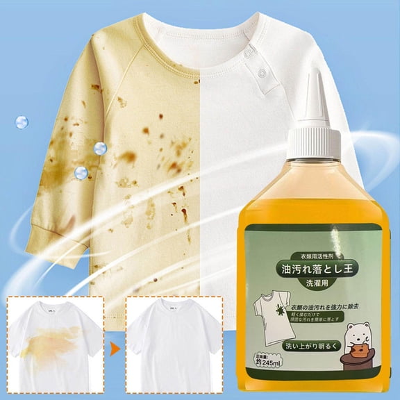 Oil Stain Laundry Detergent, Targeted Cleaner for Greasy Clothes, Powerful Kitchen Rag Cleaner, Lazy Formula, 8.28 fl oz