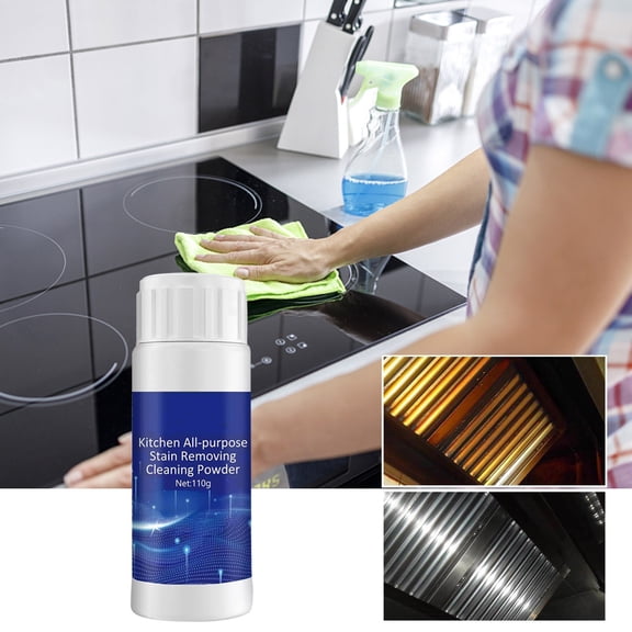 Oil Stain Remover,Kitchen Cleaning Supplies,All Purpose Cleaner,Household Kitchen Strong Cleaning Powder,Ceramic Tile Countertop Degreasing,Bio-Protease Gentle Formula,Multi-Stain Polish Clean.