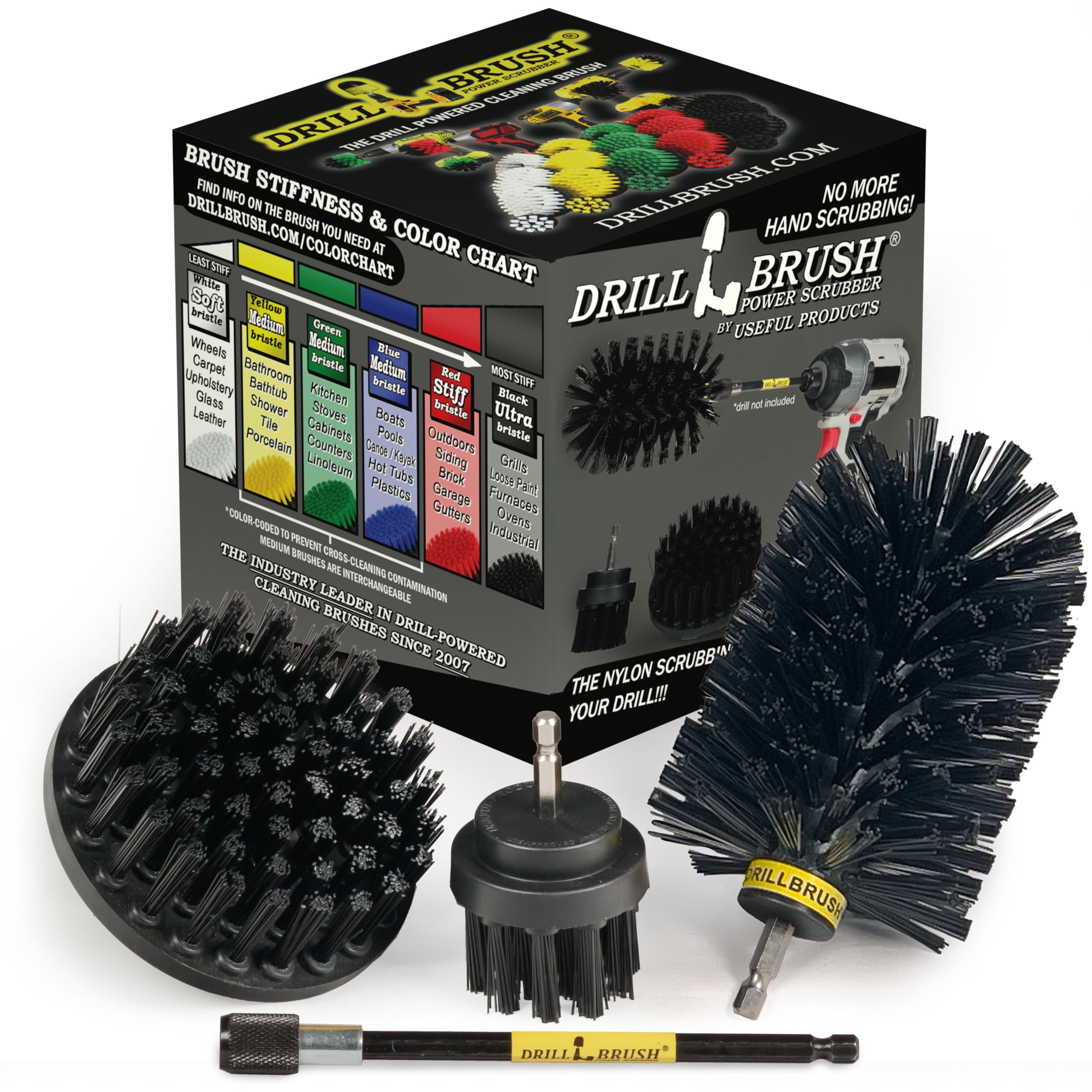 Oil Stain Remover Scrub Brush Attachment for Drill Set - Household Cleaning Tools and Scrub Brushes for Cleaning Grills - Electric Spin Scrubber Cleaning Supplies Set - Industrial Cleaning Products