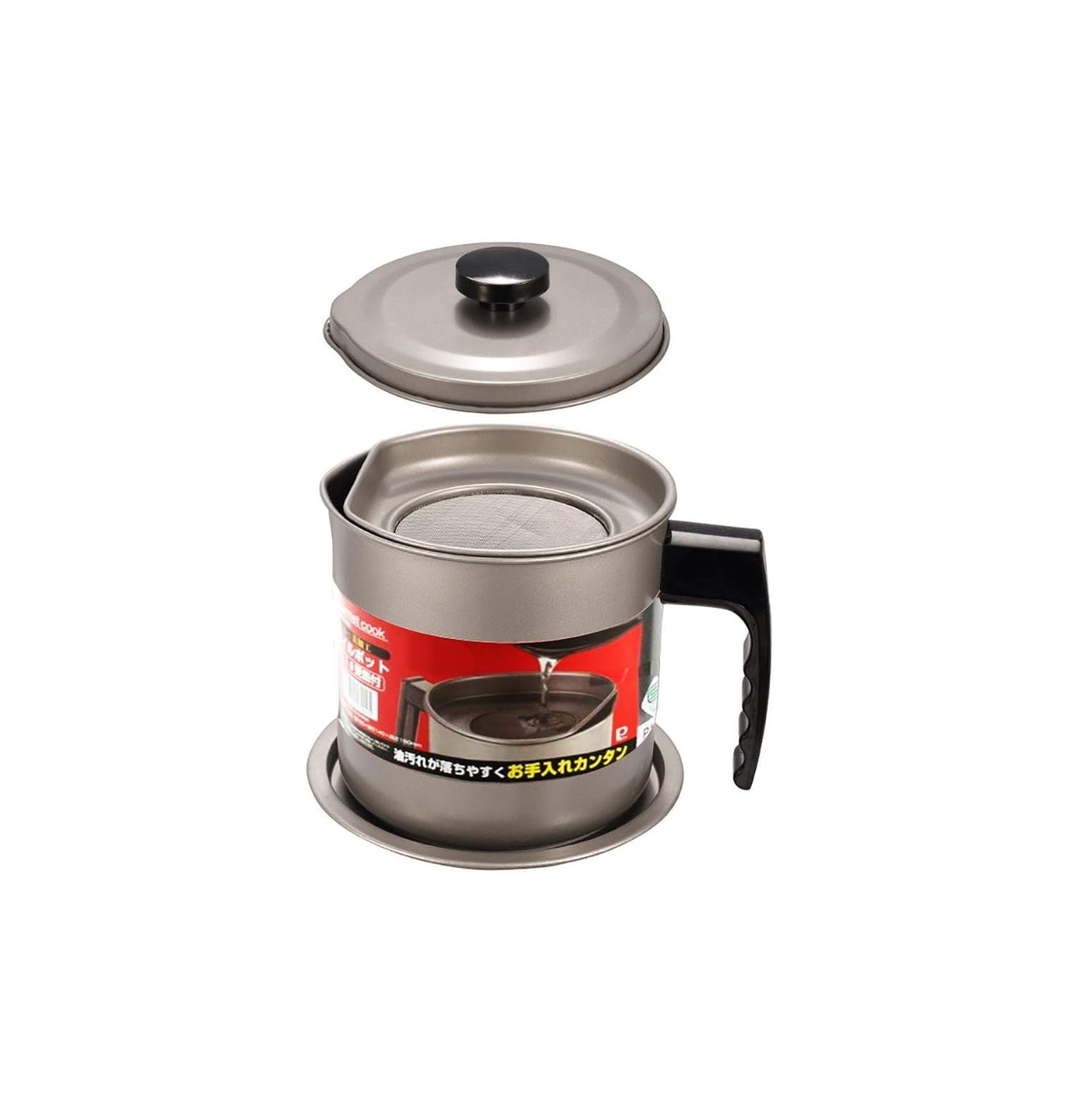 Oil Storage Grease Keeper, Grease Strainer Pot Grease Container with Mesh Strainer (Silver Gray