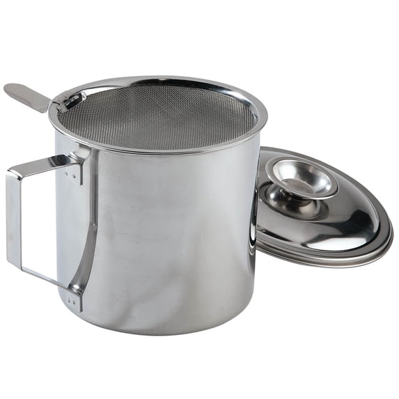 Fox Valley Traders Oil Strainer with Lid, Bacon Grease Container ...