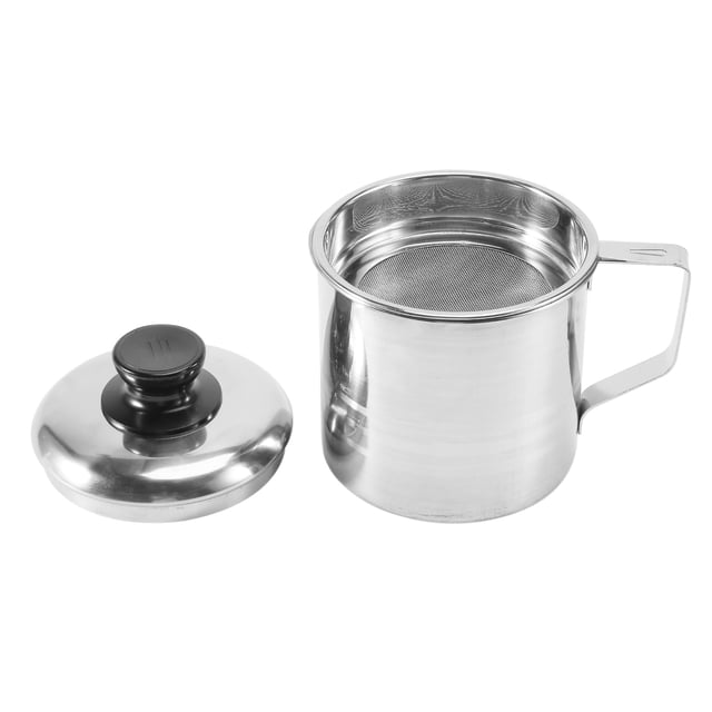 Oil Strainer Pot / Grease Can, 1.5 Quart Stainless Steel Oil Storage