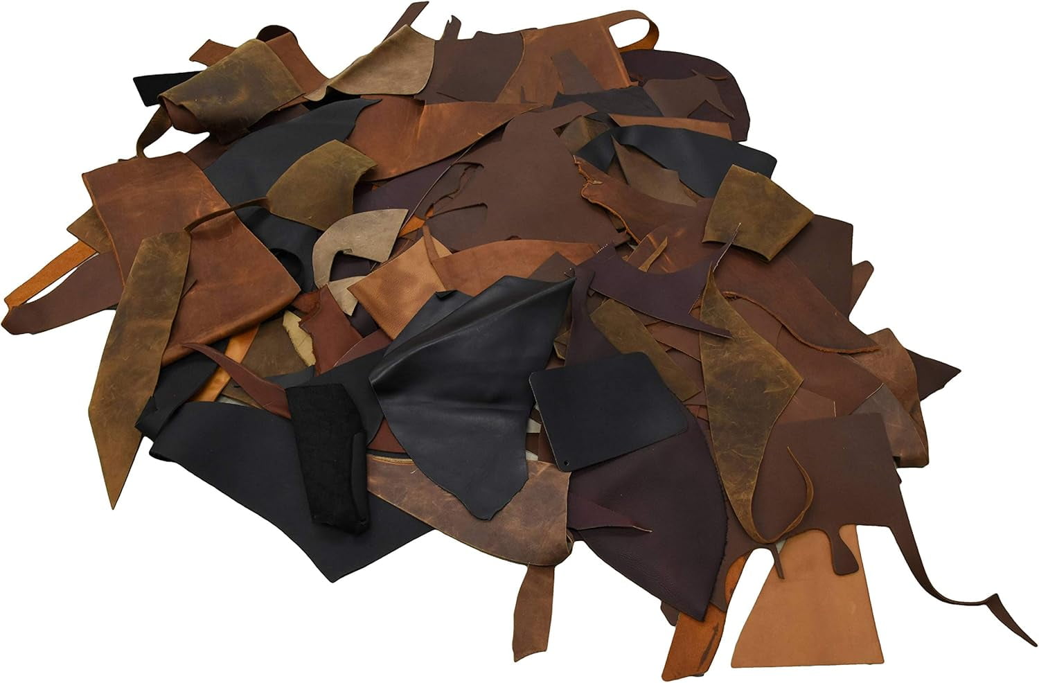- Oil Tanned Cowhide Leather Scrap for Crafts and Leatherworking 1lb Bundle, Earth Colors, Small Sizes, 5-6oz Thickness