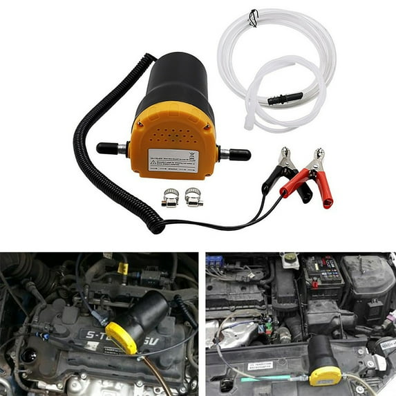 Oil Transfer Pump 12V Electric Self-Priming Oil Extractor | Compact Portable Fluid Scavenge Suction Pump for Engine Oil, Water, Non-Corrosive Liquids - 1L/min Flow | 2.5M Wire | Includes Hoses