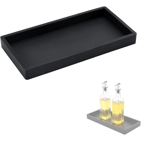 Oil Tray Kitchen Counter, Kitchen Tray for Oil Bottle, Made of Soft Silicone, Protect Bottles from Cracks and Scratches, Easy to Clean, Keeps Countertop Tidy, for Glass Oils Sprayer and Bottle