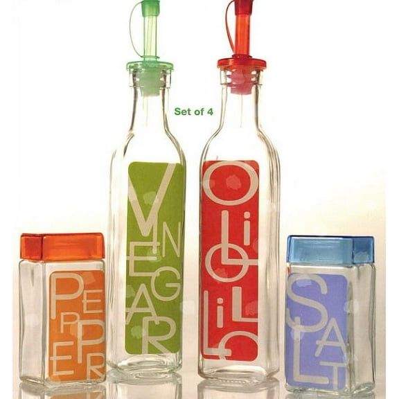 Oil & Vinegar Dispensers with matching Salt & Pepper Shakers. Includes FREE "Italian Made Simple" Cookbook
