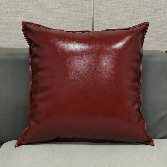 Oil Wax Leather Solid Color Pillow Cover, Throw Pillow Cover 17.72x17.72 Inch, All Season Decorative Pillow Case for Couch Sofa Porch Chair Indoor Outdoor Home Decor