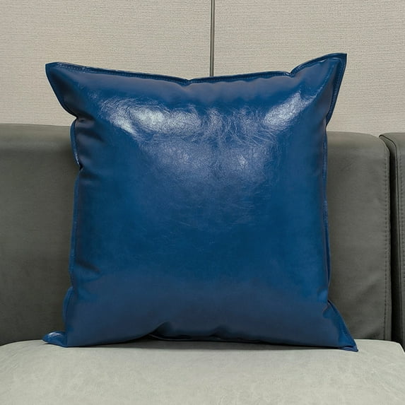 Oil Wax Leather Solid Color Pillow Cover, Throw Pillow Cover 17.72x17.72 Inch, All Season Decorative Pillow Case for Couch Sofa Porch Chair Indoor Outdoor Home Decor
