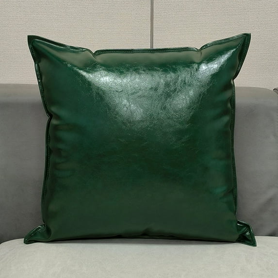 Oil Wax Leather Solid Color Pillow Cover, Throw Pillow Cover 17.72x17.72 Inch, All Season Decorative Pillow Case for Couch Sofa Porch Chair Indoor Outdoor Home Decor