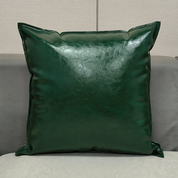 Oil Wax Leather Solid Color Pillow Cover, Throw Pillow Cover 17.72x17.72 Inch, All Season Decorative Pillow Case for Couch Sofa Porch Chair Indoor Outdoor Home Decor