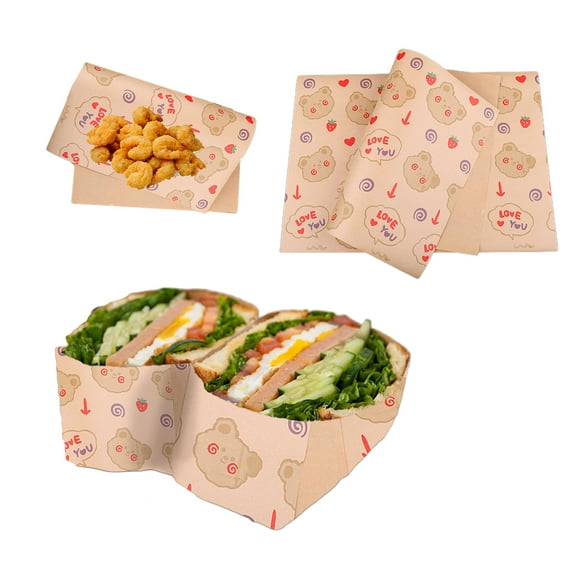 Oil-absorbent baking tray paper, greaseproof hamburger and fries liner, bread wrap and deli matting sheets