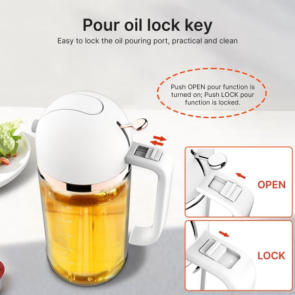 Oil bottle,Oil Sprayer 1 Oil Dispenser Sprayer 550ml/18.6oz Olive Oil Dispenser And Bottle With Dispenser Scale And Handle 550ml/18.6oz Olive Oil And Handle Air Handle Air Fryer 2 In 1 Yellow