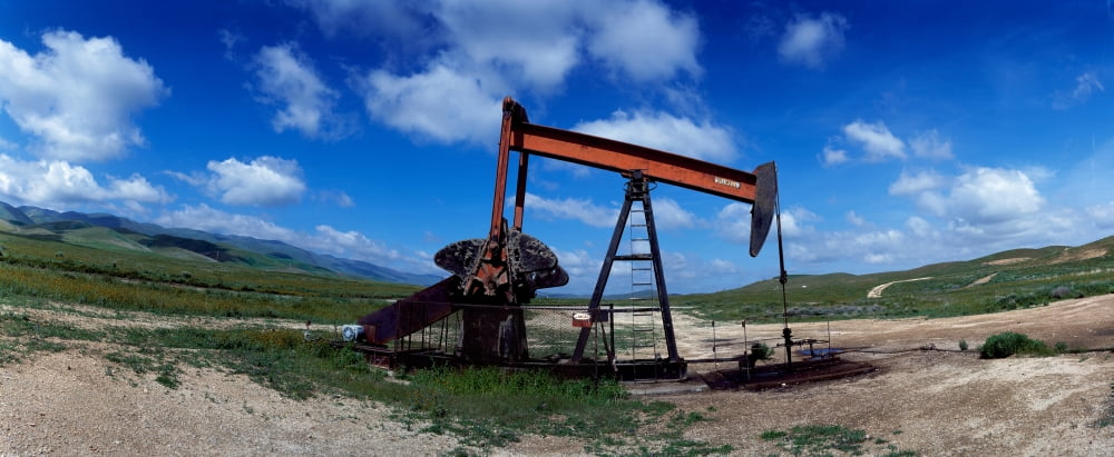 Oil drill on a landscape Taft Kern County California USA Canvas Art - Panoramic Images (36 x 12)