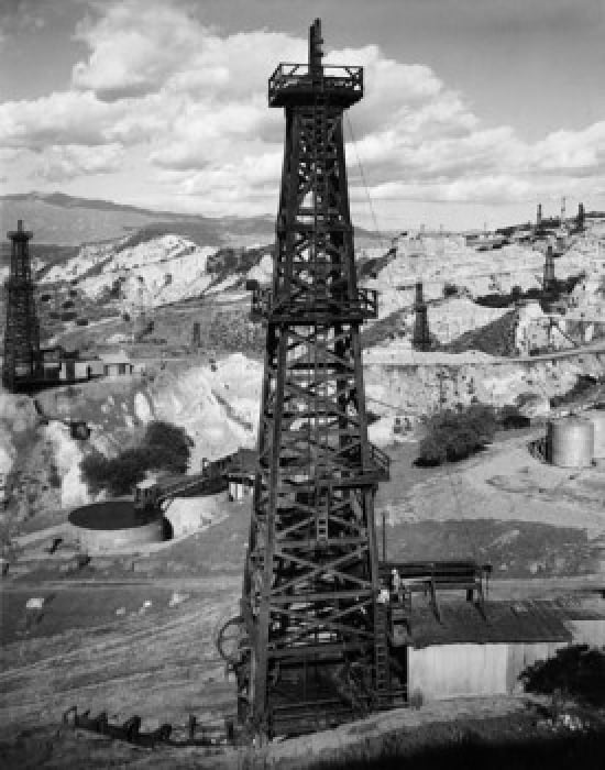 Oil drilling rig in an oil refinery Canvas Art - (18 x 24)