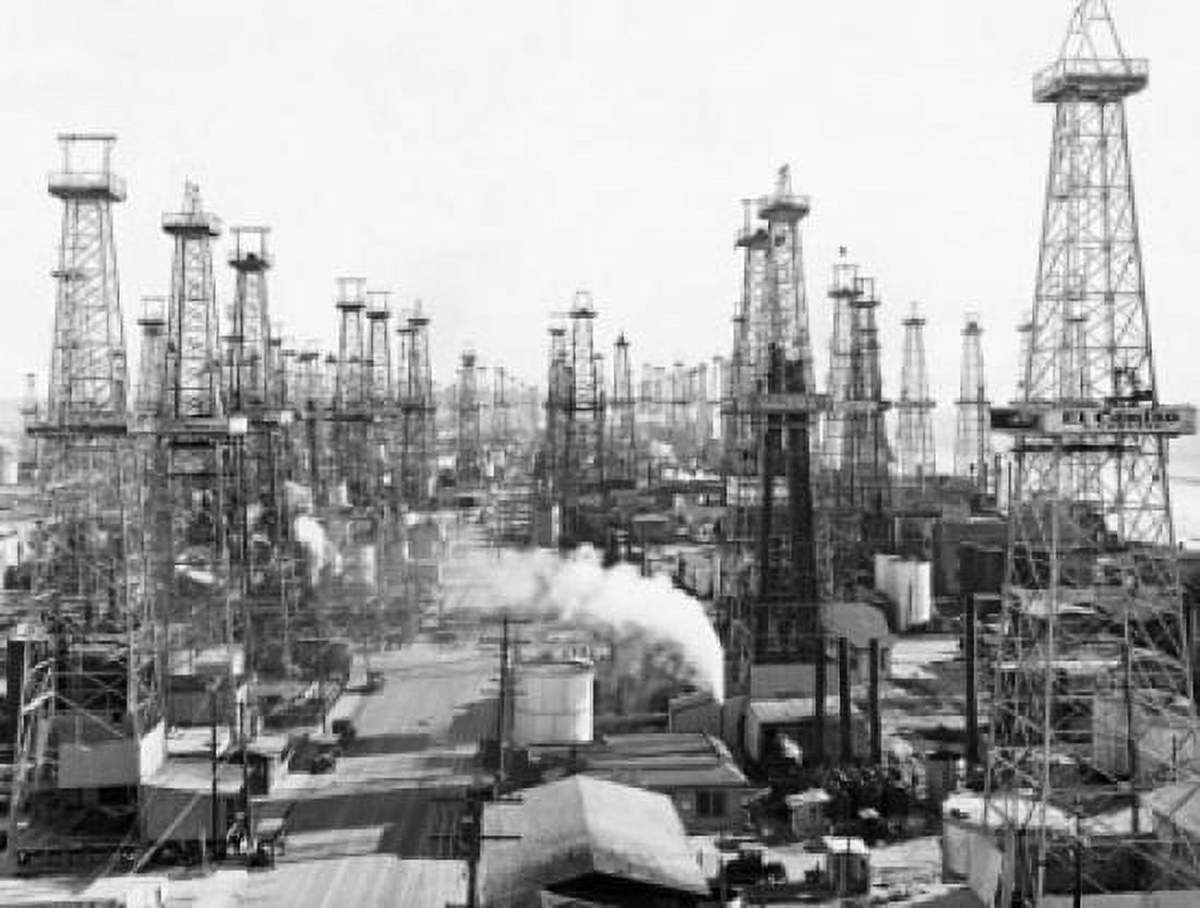 Oil drilling rigs in an oil refinery California USA Canvas Art - (24 x 36)