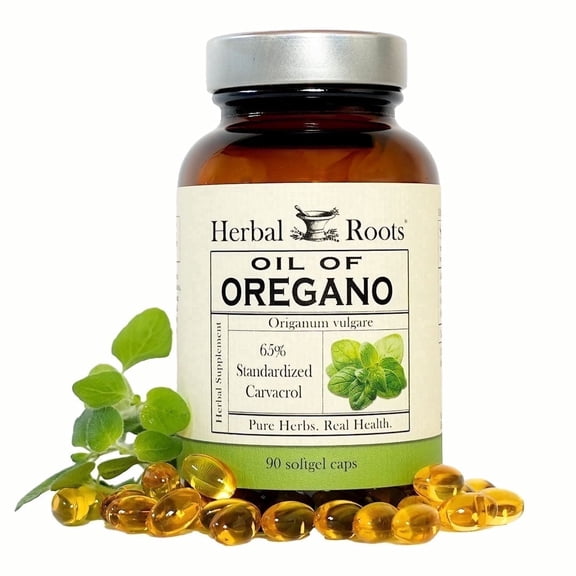 Herbal Roots Oil of Oregano Extract Supplements, 90 Soft Gel Capsules