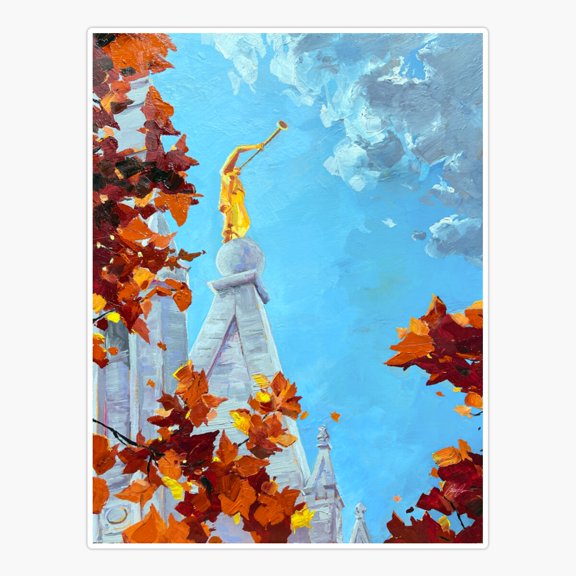 Oil painting - SLC Temple after storm Sticker