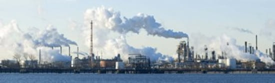Oil refinery at the waterfront Delaware River New Jersey USA Canvas Art - Panoramic Images (38 x 12)