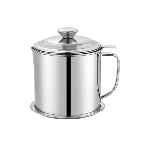 Oil strainer container, storage pot for frying oil, 304 stainless steel kitchen oil filter, oil container with strainer and lid, grease can, grease separator, for storing frying oil and for cooking
