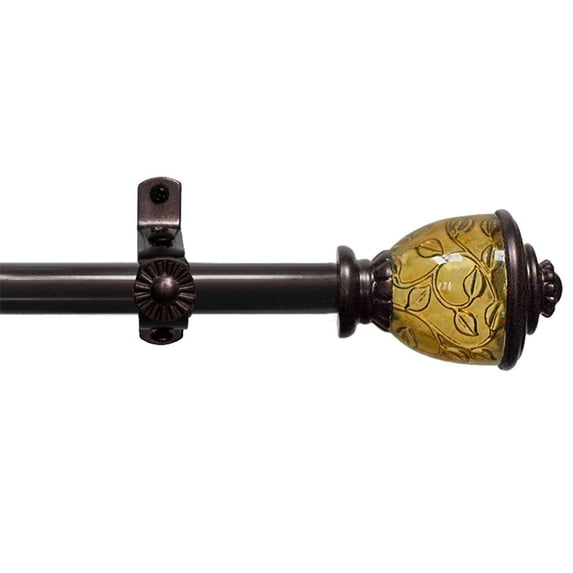 Oiled Branze Amber Adjustable Window Metal Curtain Rod w/ Tough - 28" to 48"