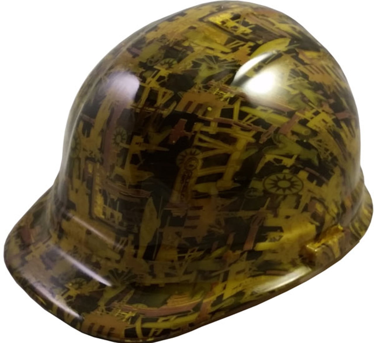 Oilfield Camo Yellow Hydro Dipped Hard Hats Cap Style