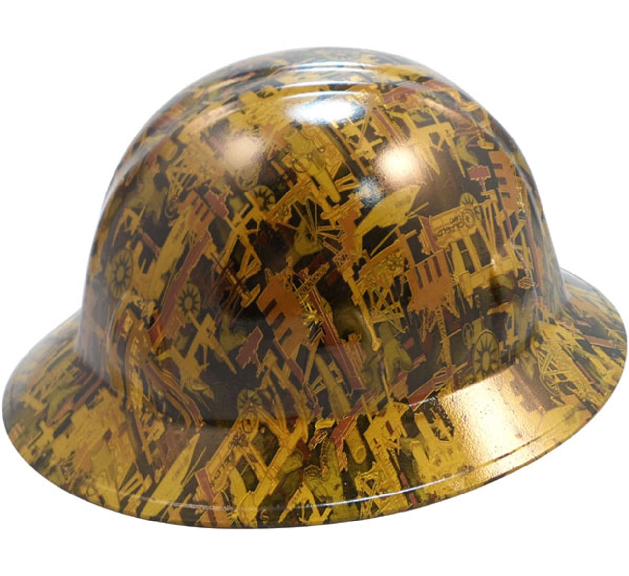 Oilfield Camo Yellow Hydro Dipped Hard Hats Full Brim Style
