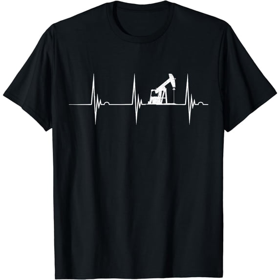 Oilfield Worker Heartbeat EKG Pulse Oil Rig American Gas T-Shirt