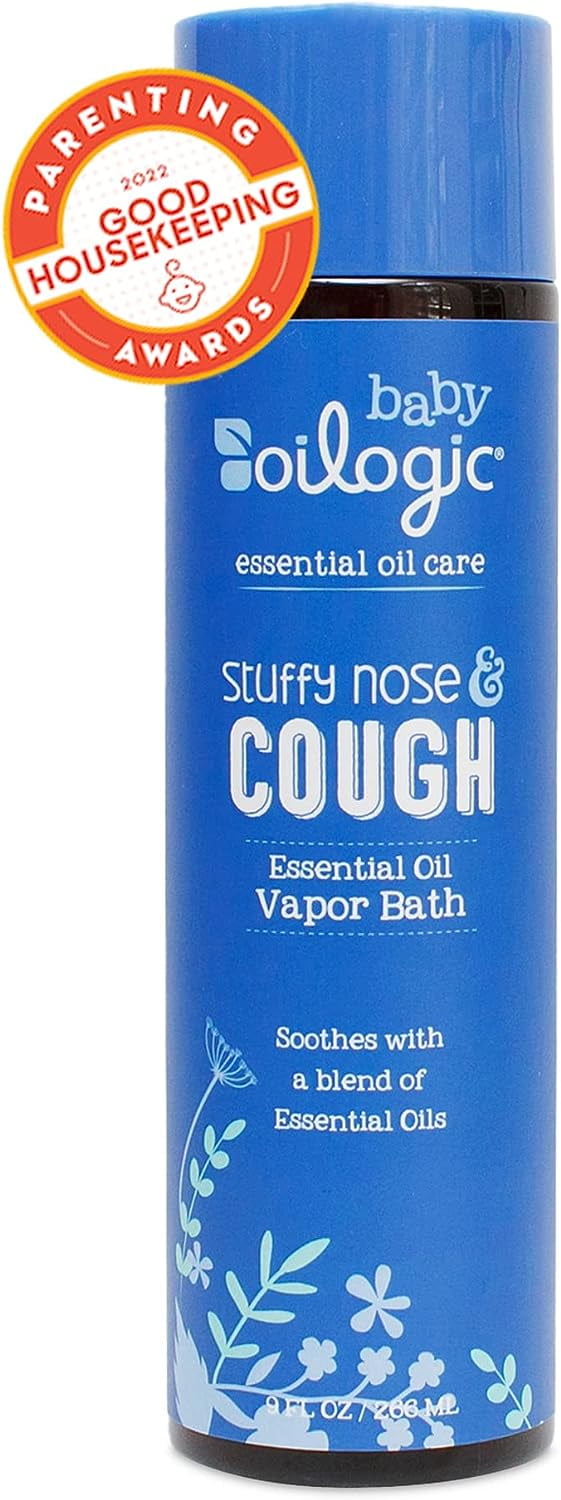 Oilogic Stuffy Nose and Cough Vapor Bath Relief for Babies & Toddlers, Essential Oil Breathe