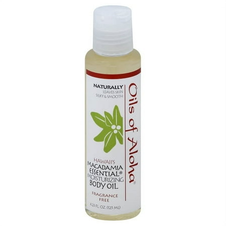 Oils of Aloha Hawaiian Macadamia Moisturizing Body Oil, Fragrance Free, 4.23 fl oz