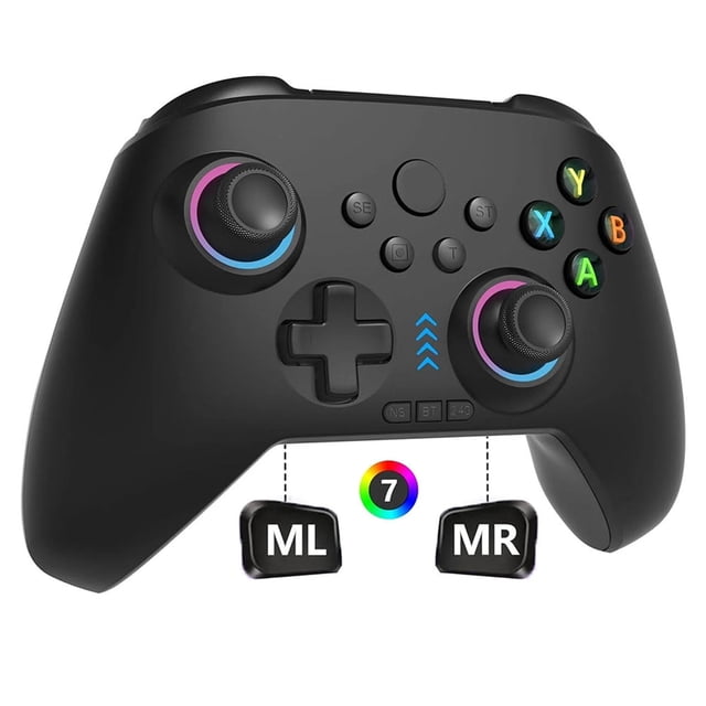 Oilsky 024 Wireless Gaming Controller compatible with PC, iOS, and Android, Bluetooth Gaming Controller with RGB Lights, Hall Joysticks/Hall Triggers, Black