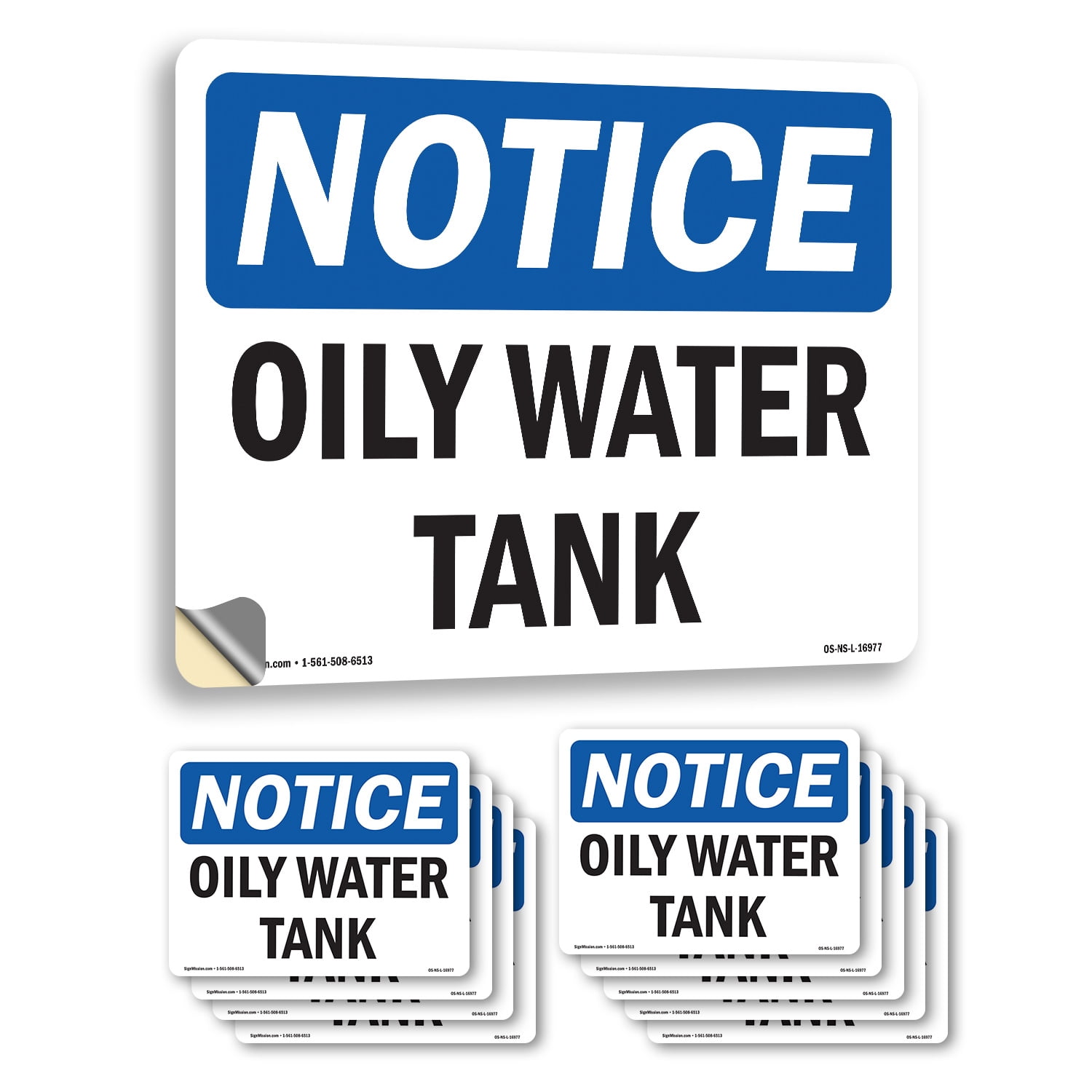 Oily Water Tank OSHA Notice Vinyl Decal Label 18 Inch x 12 Inch - 10 ...