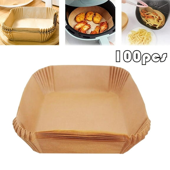 Oimcto 100-Pack Square Food Grade Non-Stick Pan Papers,Air Fryer Disposable Liners for Oil-Free Cooking,Parchment Sheets for Baking,2022 New Pattern Design