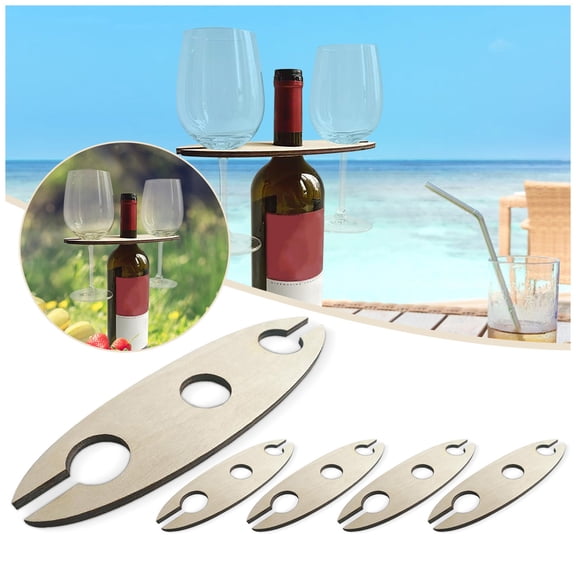 Oimcto 5Pc Wine Rack,Wooden Wine Bottle and Glass Holder,Wood Wine Rack,Outdoor Holiday Wine Holder,Material:High Quality,Include:5 Wine Rack Templates
