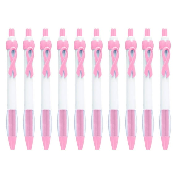 Oimcto Aids Awareness Mini Pen 10Pcs Pink,10 Pcs Ribbon Retractable Gel Roller Pen Breast Cancer Awareness Ribbon Pen Point Breast Cancer Pens Plastic Gel Ballpoint Pens for Women Gift 10Ml