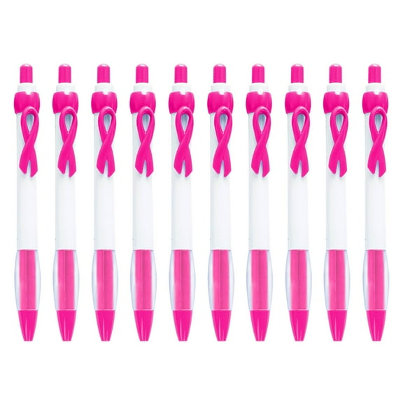 Oimcto Aids Awareness Mini Pens 10Pcs Rose Red,10 Pcs Ribbon Retractable Gel Roller Pen Breast Cancer Awareness Ribbon Pen Point Breast Cancer Pens Plastic Gel Ballpoint Pens for Women Gift 10Ml