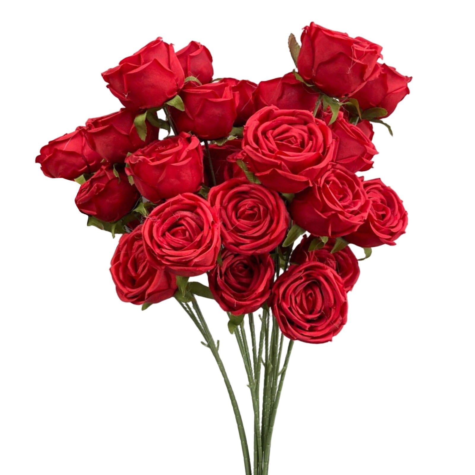 Oimcto Artificial 3-Headed Rose Bouquet,Bright Red,3 Head Rose ...