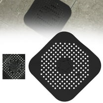 Oimcto Black Floor Drain,Square Drain Cover for Shower Drain Hair Catcher Flat Silicone Plug for Bathroom and Kitchen Filter Shower Drain Flat Strainer Stopper