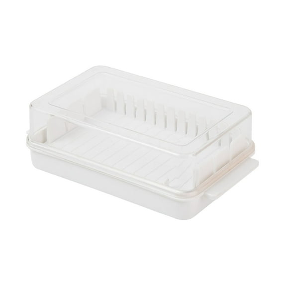 Oimcto Butter Cutting Storage Box,Butter Dish Butter Dish with Lid for Countertop Rationing of Butter Cubes Cutting Measuring Lines When Placed in the Refrigerator