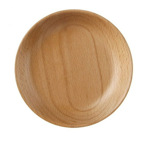 Oimcto D Whole Beech Wood (13X13X2Cm) Garden Plate Hht-Yd,Wooden Round Plates Fruit Cake Tea Coffee Dessert Dish Food Serving Tray