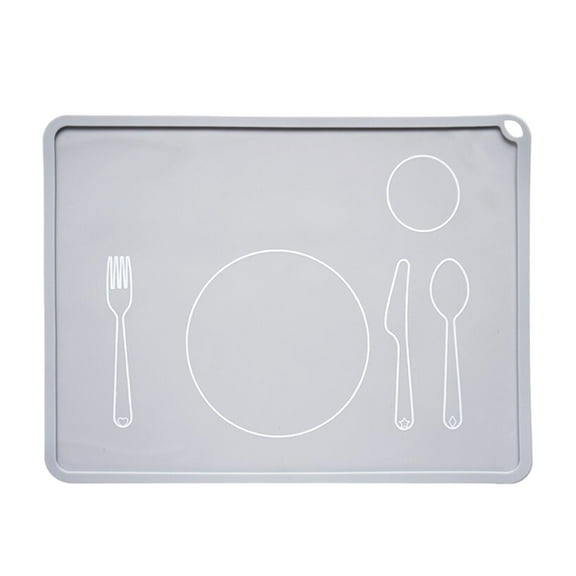 Oimcto Gray Silicone Placemat for Children,Kids Placemat Non Slip Baby Placemat Silicone Placemats for Toddlers Baby Eating Mat Food Mats for Toddler Dining Table Setting Learning Travel Kitchen