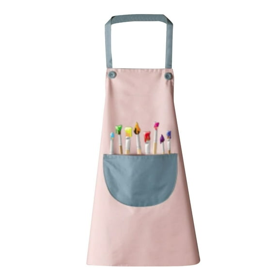 Oimcto Multi-Pocket Artist and Gardening Apron,Adjustable Water-Resistant Smock for Painting,Crafts,Cooking,Baking with Multiple Storage Pockets for Brushes and Tools,Fun Colors,Machine Washable