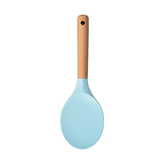 Oimcto Multifunctional Rice Spoon 7.5X23Cm,Sky Blue,Rice for Nonstick Cookwares Great for Cooking and Serving Sturdy Free Silicone Wood Handle Spoon for Mixing and Scrape